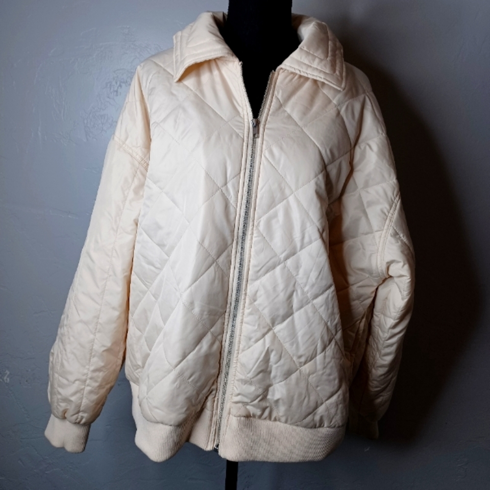 Wild Fable Cream Puffer Medium Full Zip Jacket(NWOT)‎